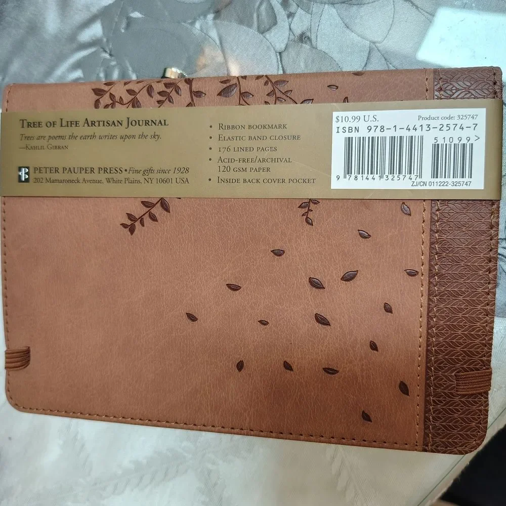 Brown Tree Of Life Leather Design Notebook with Black Gel Pen. C8